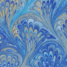 Hand Marbled Paper Peacock Pattern in Blues and Gold ~ Berretti Marbled Arts